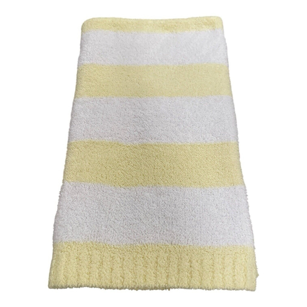 Cloud Island Chenille Stripe Baby Blanket Yellow White Stripe 30x40 in Soft Cozy - Picture 2 of 13